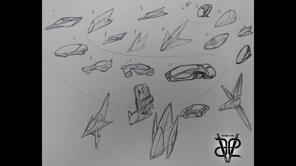 Flying car concepts for Sleeping Dragon, the Æther Void sci world.