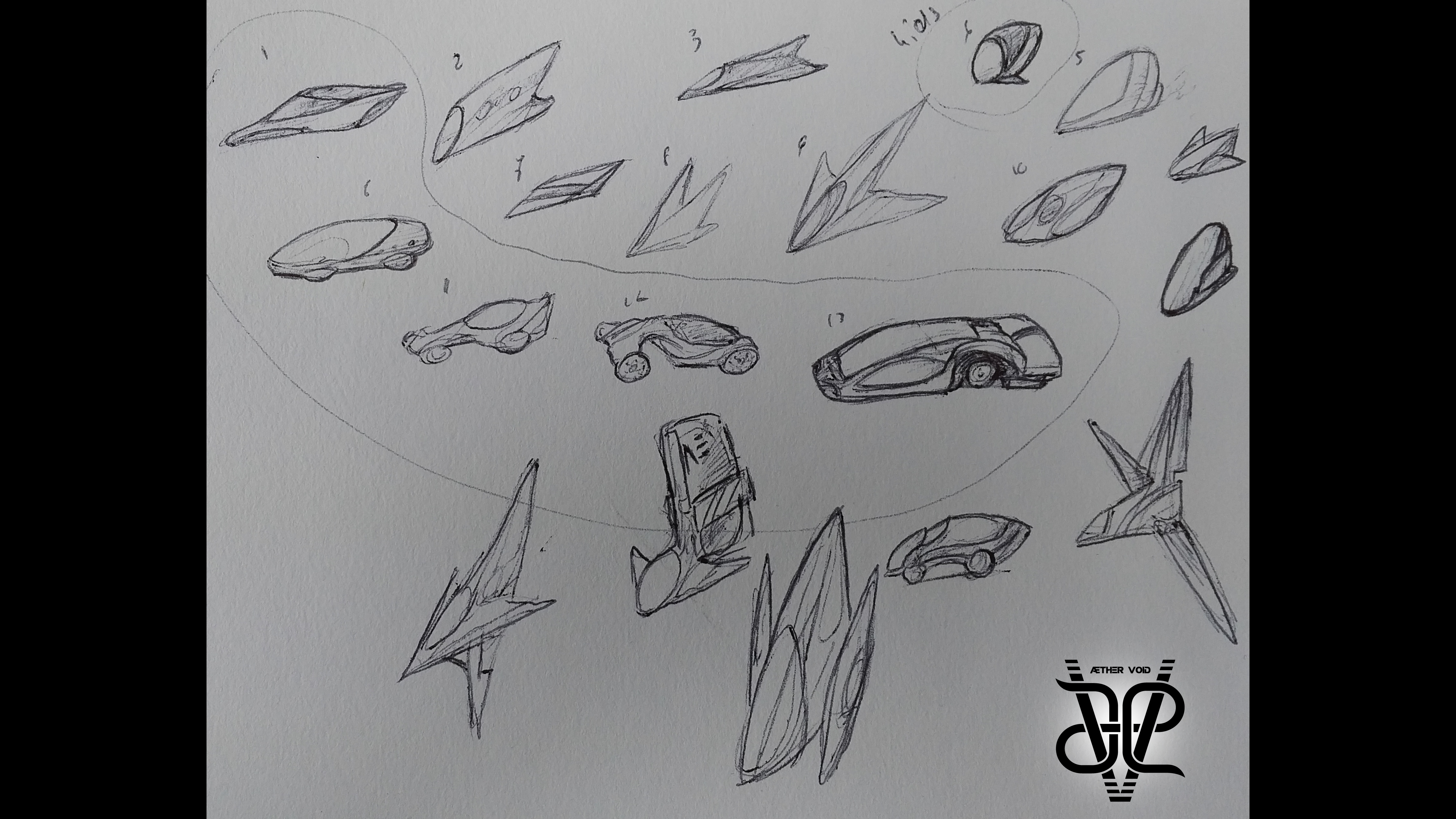Flying car concepts for Sleeping Dragon, the Æther Void sci world.
